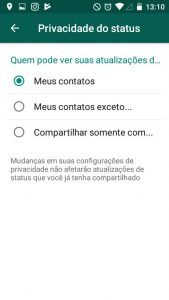 Visualizações no status
