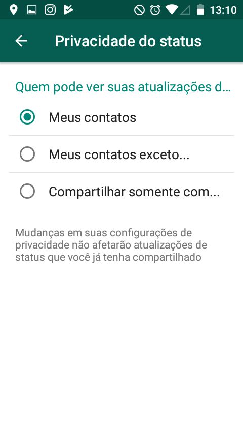 Visualizações no status
