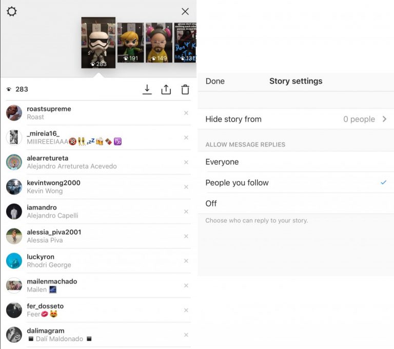 Vizualização no Stories do instagram