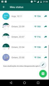 visualizações no status