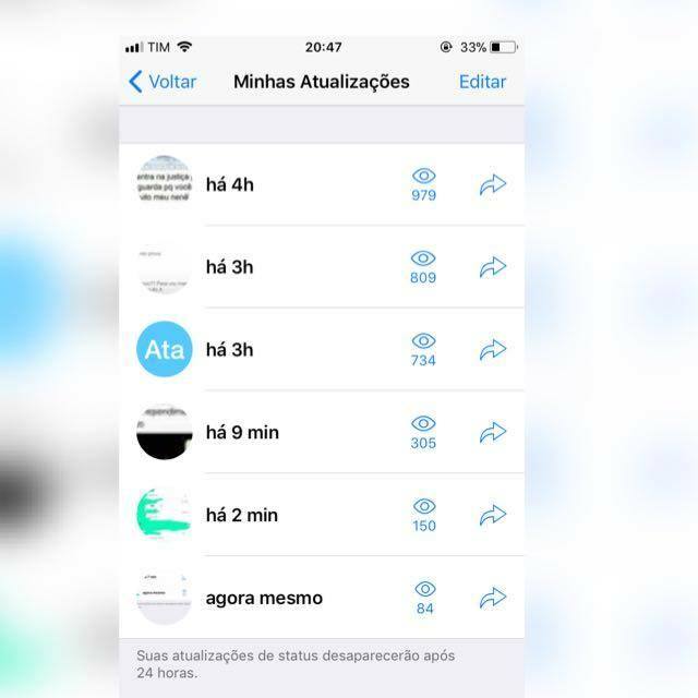 ❌ Visualização no status ❌
