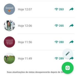 Visualizações no status