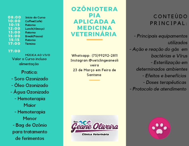 CURSO de Ozônioterapia aplicado a medicina veterinária em Feira d