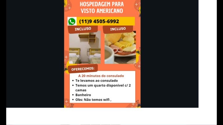 Hospedagem em sp p/ tirar o visto americano