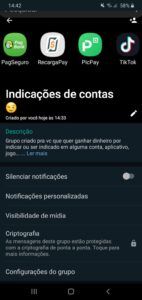 Indicações de contas ( PIC pay, recarga pay,..)