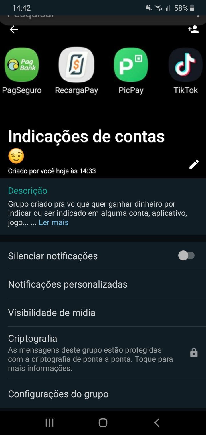 Indicações de contas ( PIC pay, recarga pay,..)
