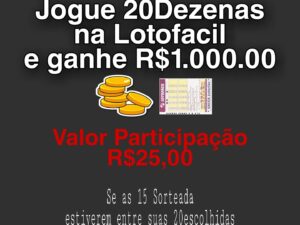 Jogue 20Dez LOTOFACIL e ganhe R$1.000.00