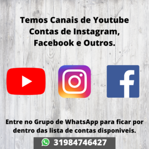 Venda Canais de Youtube, Contas de Instagram