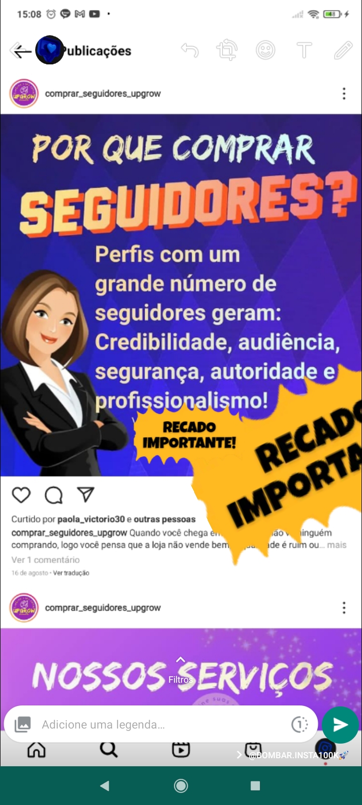 SEGUIDORES INSTAGRAM e SERVIÇOS