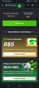 GANHE 5 REAIS NO CADASTRO, SACA NA HORA
