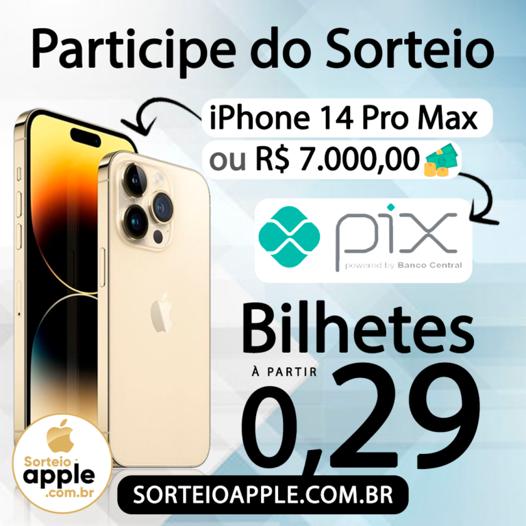 Sorteio iPhone 14 Pro Max ou 7K no Pix!