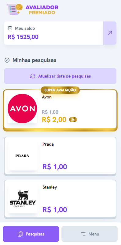 avaliador premiado