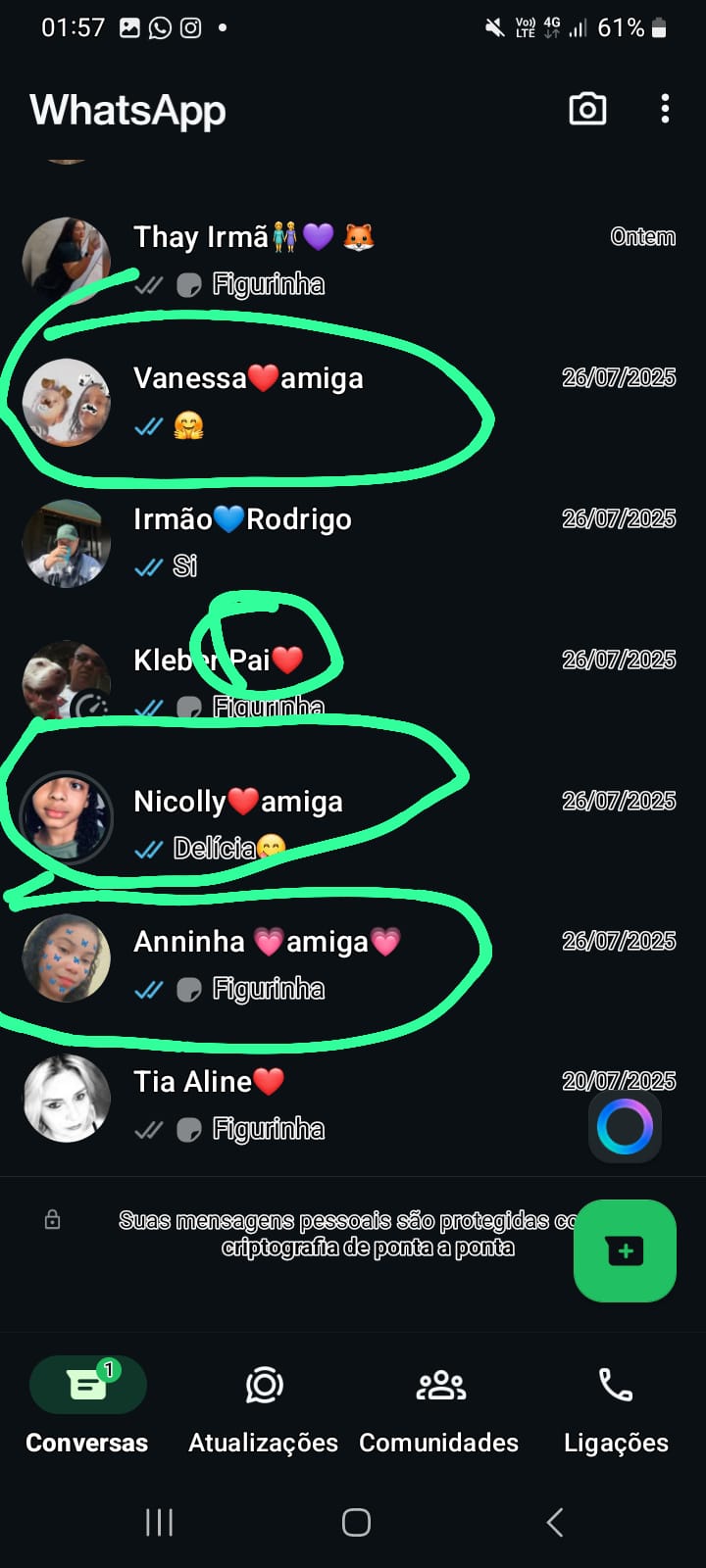 Visualização no status