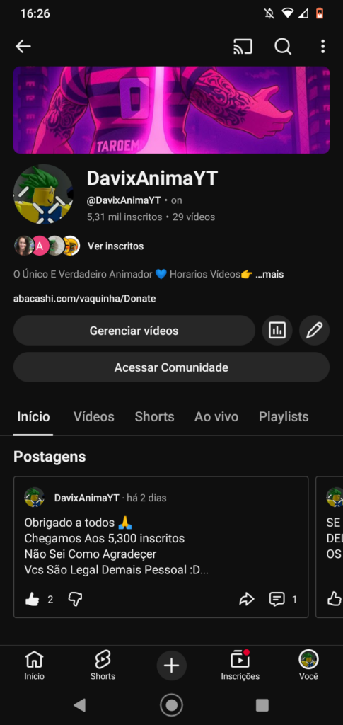 DavixAnimaYT Divulgaçao de canais