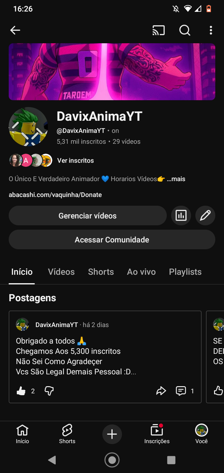 DavixAnimaYT Divulgaçao de canais